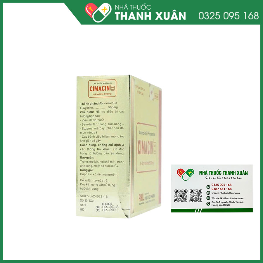 Cimacin điều trị sạm da, viêm da, mề đay, mụn trứng cá, khô tóc&amp;móng